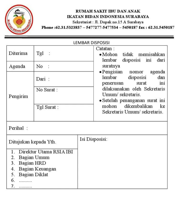 Contoh disposisi surat masuk